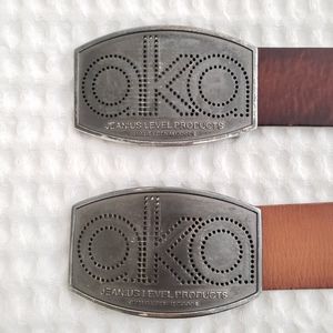 Akademiks (2) large silver logo buckle leather belts 36